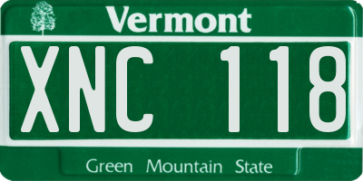 VT license plate XNC118