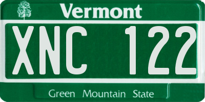 VT license plate XNC122