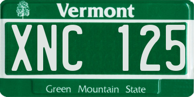VT license plate XNC125
