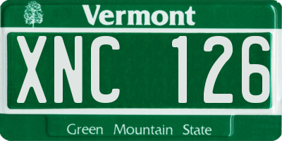 VT license plate XNC126