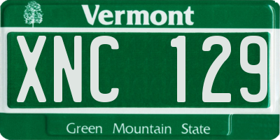 VT license plate XNC129