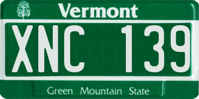 VT license plate XNC139