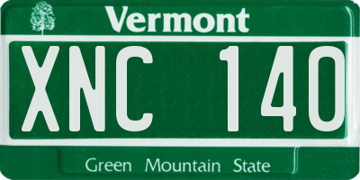 VT license plate XNC140