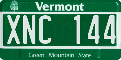 VT license plate XNC144