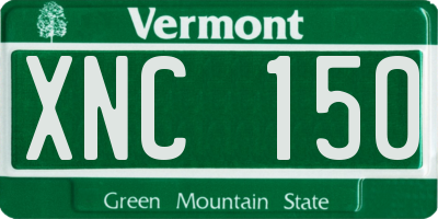 VT license plate XNC150