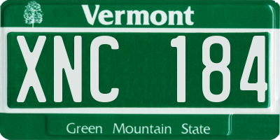 VT license plate XNC184