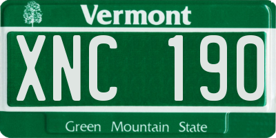 VT license plate XNC190