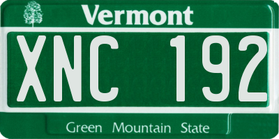 VT license plate XNC192