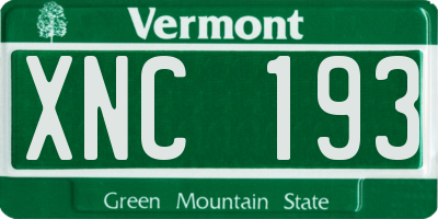 VT license plate XNC193