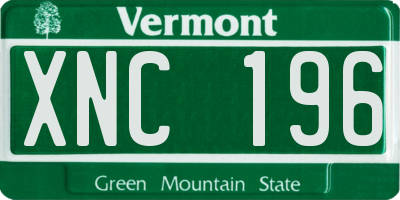 VT license plate XNC196