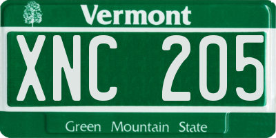 VT license plate XNC205