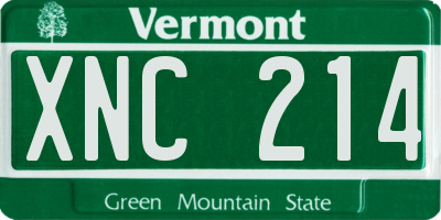 VT license plate XNC214