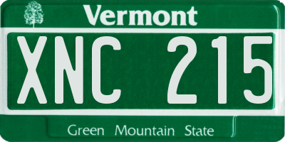 VT license plate XNC215