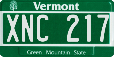 VT license plate XNC217