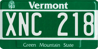 VT license plate XNC218