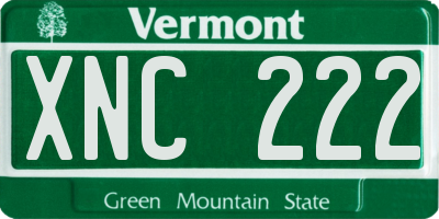 VT license plate XNC222