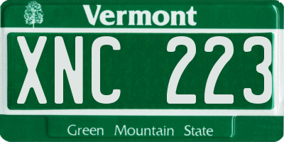 VT license plate XNC223