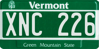 VT license plate XNC226