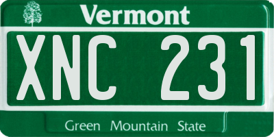 VT license plate XNC231