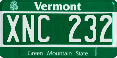 VT license plate XNC232