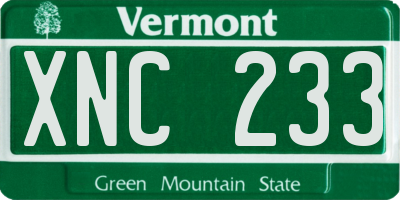 VT license plate XNC233