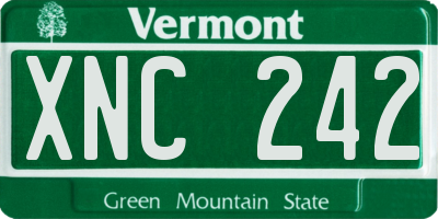 VT license plate XNC242