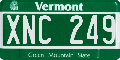 VT license plate XNC249