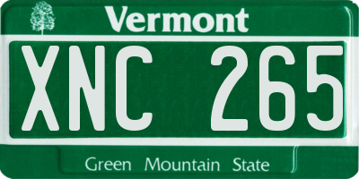 VT license plate XNC265