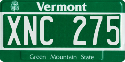 VT license plate XNC275