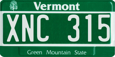 VT license plate XNC315