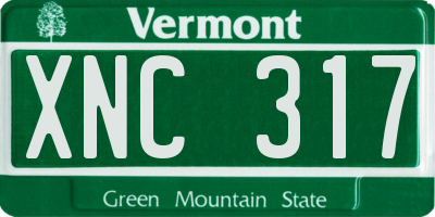 VT license plate XNC317
