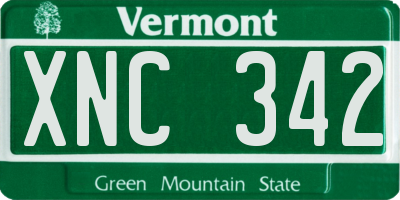 VT license plate XNC342