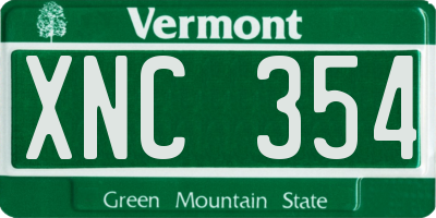 VT license plate XNC354