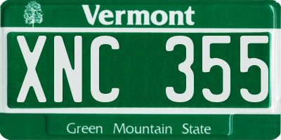 VT license plate XNC355
