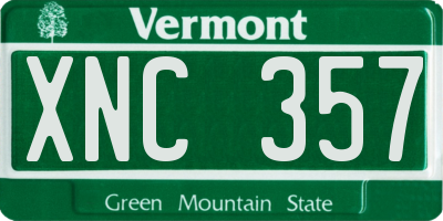 VT license plate XNC357