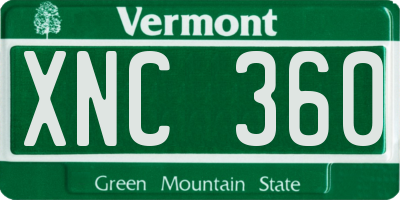 VT license plate XNC360