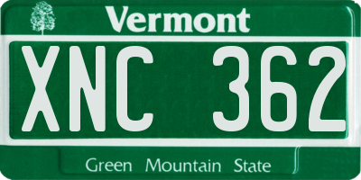 VT license plate XNC362