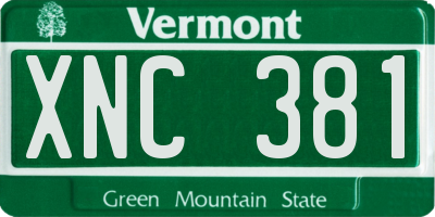 VT license plate XNC381