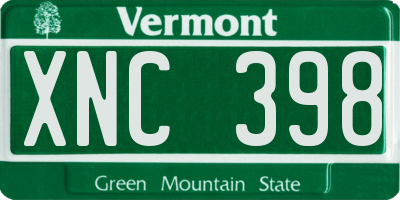 VT license plate XNC398
