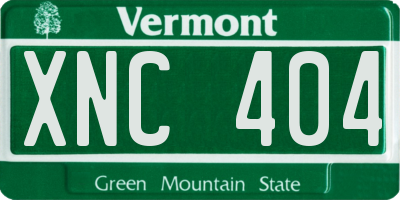 VT license plate XNC404