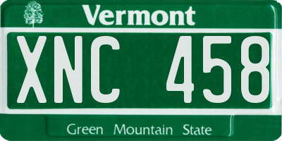 VT license plate XNC458