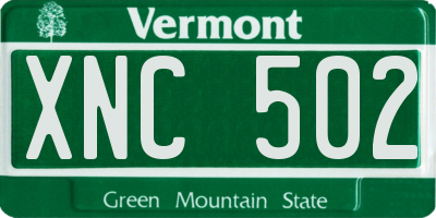 VT license plate XNC502