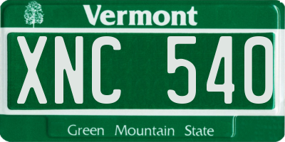 VT license plate XNC540