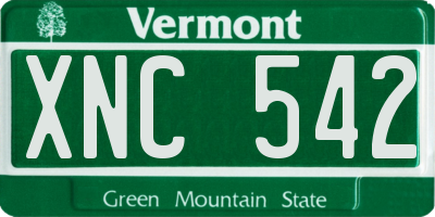 VT license plate XNC542