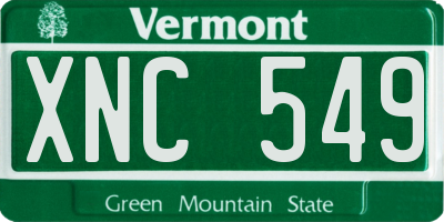 VT license plate XNC549
