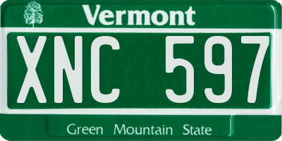 VT license plate XNC597
