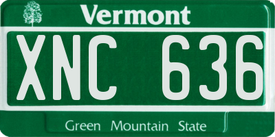 VT license plate XNC636