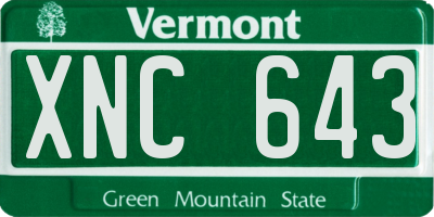VT license plate XNC643