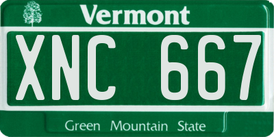 VT license plate XNC667