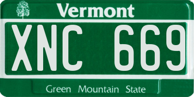 VT license plate XNC669